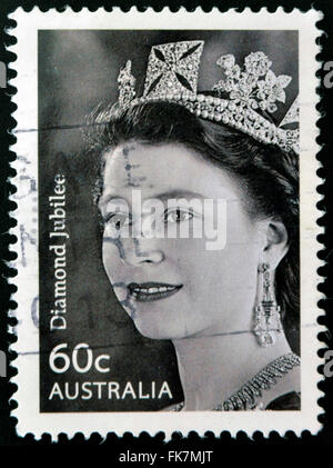 Australien - ca. 2012: Briefmarke gedruckt in Australien zeigt Königin Elizabeth II, ca. 2012 Stockfoto