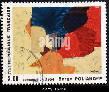 Frankreich - ca. 1988: Eine Briefmarke gedruckt in Frankreich zeigt Zusammensetzung (1954) von Serge Poliakoff Stockfoto