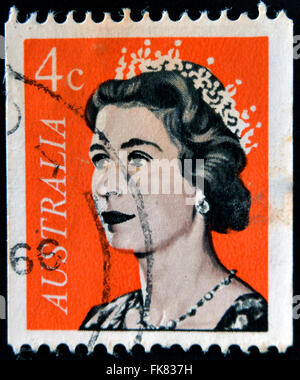 Australien - ca. 1966: A Briefmarke gedruckt in Australien zeigt das Porträt einer Königin Elizabeth II., ca. 1966 Stockfoto