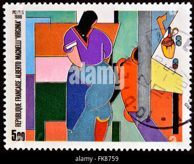 Frankreich - CIRCA 1986: Eine Briefmarke gedruckt in Frankreich zeigt Virginia von Alberto Magnelli, ca. 1986 Stockfoto