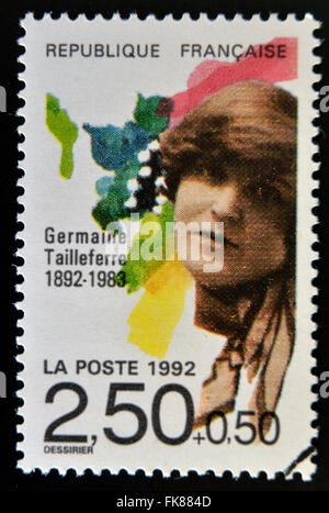 Frankreich - ca. 1992: Eine Briefmarke gedruckt in Frankreich zeigt Germaine Tailleferre, ca. 1992 Stockfoto