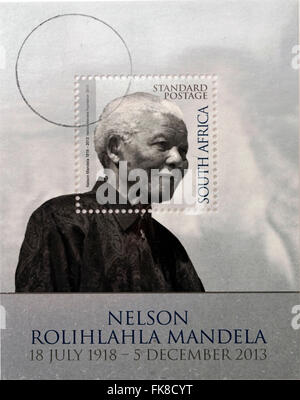 REPUBLIC OF SOUTH AFRICA - ca. 2014: Eine Briefmarke gedruckt in RSA zeigt Nelson Mandela, ca. 2014 Stockfoto