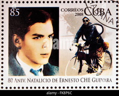 Kuba - CIRCA 2008: Briefmarke gedruckt in Kuba gewidmet zum 80. Geburtstag des Ernesto Che Guevara, ca. 2008 Stockfoto