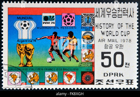 KOREA - CIRCA 1978: Eine Briefmarke gedruckt in Nordkorea zeigt Weltcup-Sieger, Argentinien, ca. 1978 Stockfoto