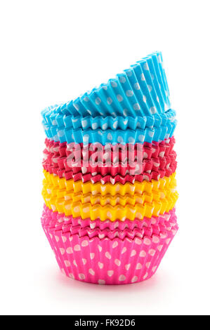 Stapel der bunte Cupcake-Fälle Stockfoto