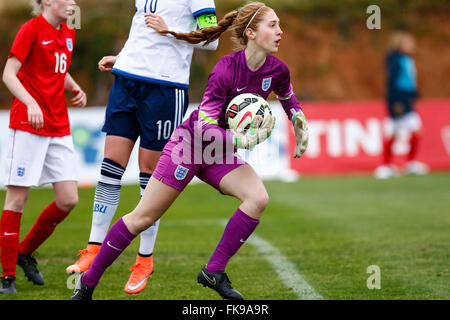 La Manga, Spanien. 7. März 2016. Freundlichen Fußballspiel 8-Nationen-Turnier zwischen England Vs Dänemark Frauen unter 19 © ABEL Stockfoto