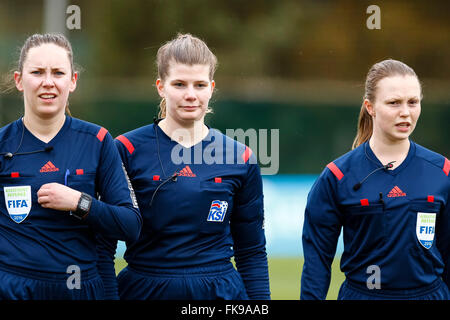 La Manga, Spanien. 7. März 2016. Freundlichen Fußballspiel 8-Nationen-Turnier zwischen England Vs Dänemark Frauen unter 19 Credit: ABEL F. ROS/Alamy Live News Stockfoto