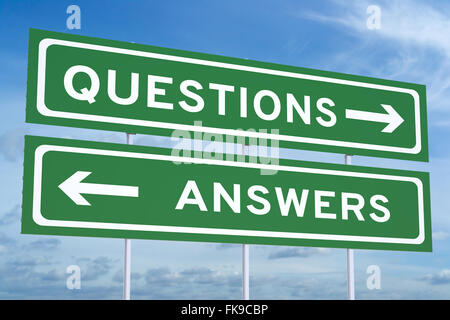 Fragen oder Antworten Konzept auf dem Verkehrszeichen Stockfoto
