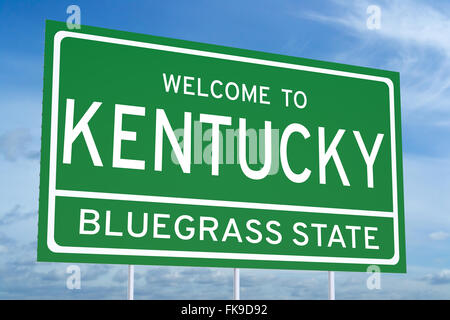 Herzlich Willkommen Sie in Kentucky State Konzept auf Verkehrszeichen Stockfoto