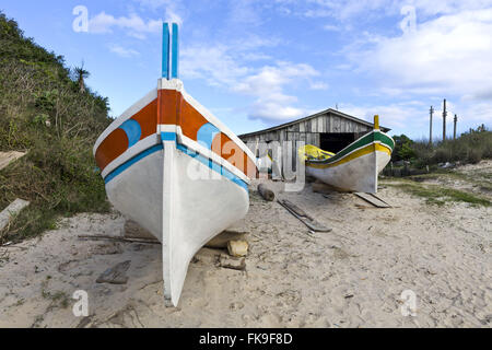 Rancho Fischer am Strand Ingleses - Santa Catarina Küste Stockfoto