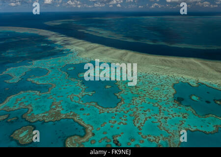 Luftaufnahme von Hardy Reef, Heimat der Heart Reef in das Great Barrier Reef Stockfoto