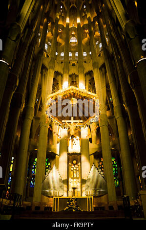 Innenansicht der Basilika Sagrada Familia - Antoni Gaudi-Projekt Stockfoto