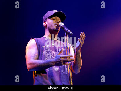 Aston Merrygold führt bei Manchester Arena Featuring: Aston Merrygold wo: Manchester, Vereinigtes Königreich bei: 4. Februar 2016 Stockfoto