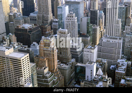 Draufsicht der Manhattan von der Aussichtsplattform des Rockefeller Center Stockfoto