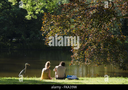 Liebespaar im Vondelpark an einem heißen Tag - Südstadt Stockfoto