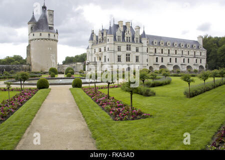 Chateau de Chenonceau am Fluss Cher - auch bekannt als Burg von sieben Checkers Stockfoto