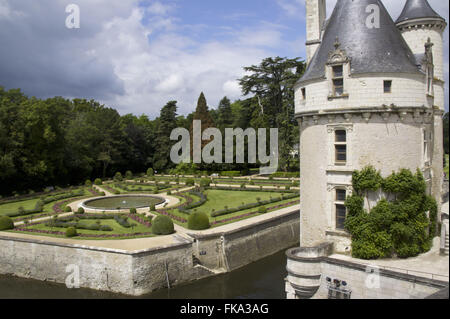 Chateau de Chenonceau am Fluss Cher - auch bekannt als Burg von sieben Checkers Stockfoto