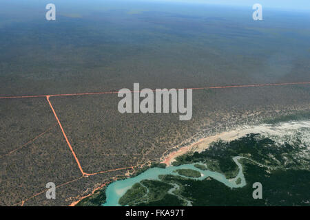 Luftbild von der Küste in der Nähe von Cape Leveque, Küste in der Nähe von Cape Leveque, Kimberley-Region, Western Australia, WA, Australien Stockfoto