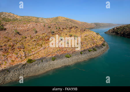 Luftaufnahme der Buccaneer-Archipel, Horizontal fällt, Kimberley-Region, Western Australia Stockfoto