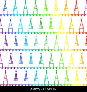 Kreml-Mauer, bunte Linien, das Muster des Kremls, Regenbogen abstrakten Umriss für Design. Stock Vektor