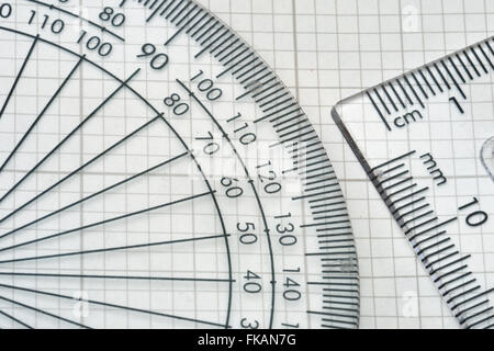 Winkelmesser mit Dreieck Stockfoto