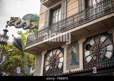 Casa Bruno Cuadros, La Rambla. Barcelona. Stockfoto