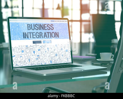 Business Integration-Konzept auf Laptop-Bildschirm. Stockfoto
