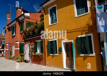 farbenfrohe Gebäude auf der Insel Murano, Venedig Italien. Stockfoto