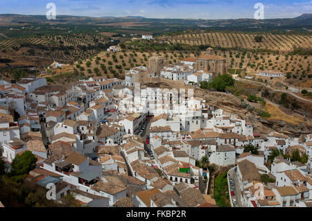 Panoramablick, Setenil de Las Bodegas, Provinz Cádiz, Region Andalusien, Spanien, Europa, Stockfoto