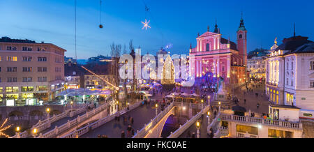 Ljubljana in der Weihnachtszeit, Slowenien. Stockfoto