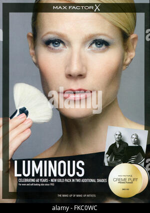 2010er Jahre UK Max Factor Magazin Anzeige Stockfoto