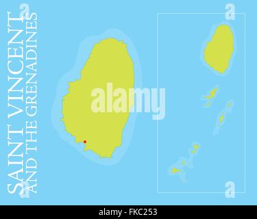 Karte von St. Vincent und die Grenadinen-Archipel in der Karibik. Stock Vektor