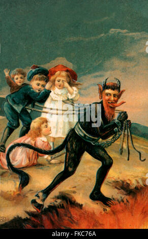 1900er Jahre Deutschland Krampus Teufel Postkarten Poster Stockfoto