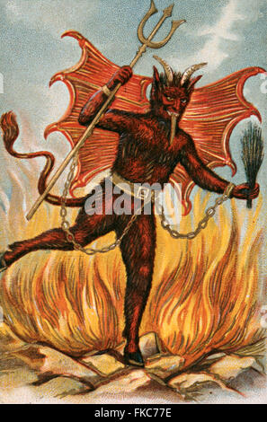 1900er Jahre Deutschland Krampus Teufel Postkarten Poster Stockfoto