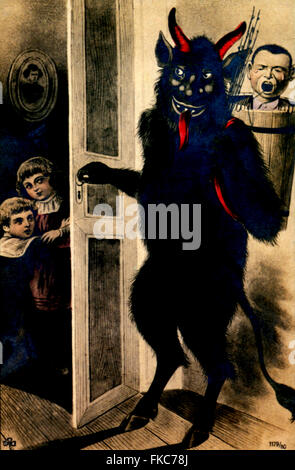 1900er Jahre Deutschland Krampus Teufel Postkarten Poster Stockfoto