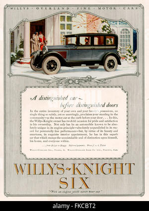 1920er Jahren USA Willys-Knight sechs Magazin Anzeige Stockfoto