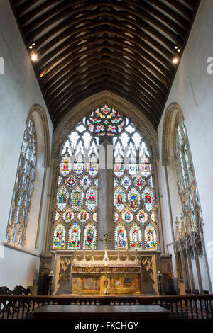 Dorchester Abbey Ostfenster und Altar. Dorchester on Thames, Oxfordshire, England Stockfoto