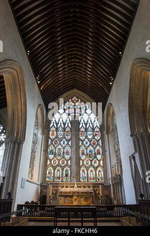 Dorchester Abbey Ostfenster und Altar. Dorchester on Thames, Oxfordshire, England Stockfoto