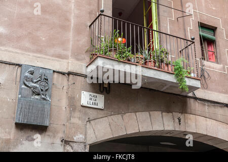 Plaça De La Llana, Barrio De La Ribera, Barcelona. Stockfoto