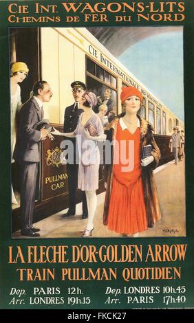 1920er Jahren Frankreich Golden Arrow Poster Stockfoto