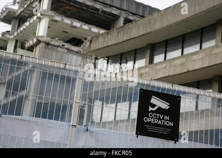 CCTV in Betrieb melden Sie auf der Website der Abriss und Umbau der alten Bibliothek und Chamberlain Quadrat, Birmingham, UK. Stockfoto