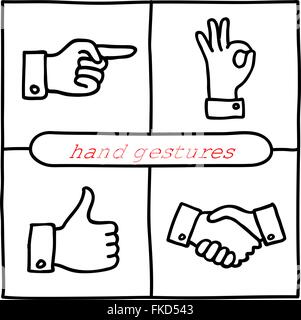 Doodle Gesten Icons set Stock Vektor