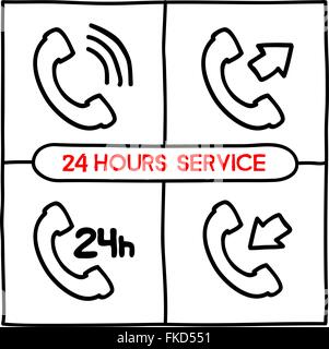 Doodle Symbole Telefonapparat Stock Vektor