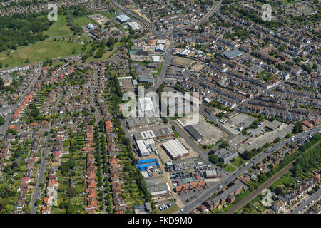 Eine Luftaufnahme des Beeching Park Industrial Estate in Bexhill on Sea, East Sussex Stockfoto