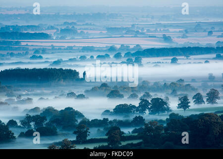 ein nebliger Morgen in Blackmore Vale, Dorset, England, Großbritannien Stockfoto