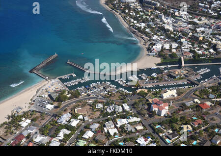 Luftaufnahme von Reunion Insel Saint-Gilles-Les-Bains Reunion Stockfoto