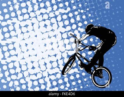 BMX Stunt Radfahrer auf dem abstrakten Hintergrund - Vektor Stock Vektor