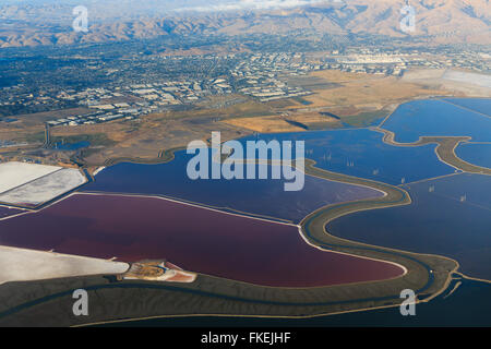 Luftaufnahme der Bucht, Stadt und Berge in San Jose Kalifornien Stockfoto