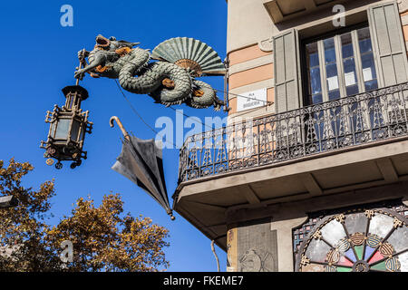 Casa Bruno Cuadros, La Rambla, Barcelona. Stockfoto