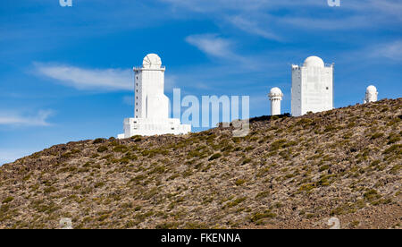 Teide Observatorium, Observatorio del Teide am Berg Izaña, Kanaren, Teneriffa, Spanien Stockfoto